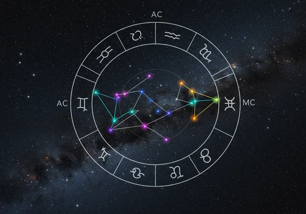 लग्न, मध्यभाव, सूर्य, चंद्रमा को उजागर करती ज्योतिषीय कुंडली