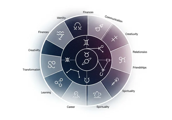 बारह जीवन भावों को उजागर करने वाला ज्योतिषीय चार्ट