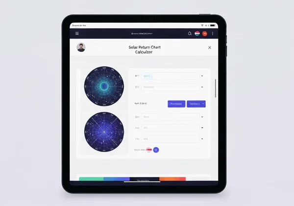 टैबलेट पर सौर वापसी चार्ट कैलकुलेटर का आधुनिक इंटरफ़ेस