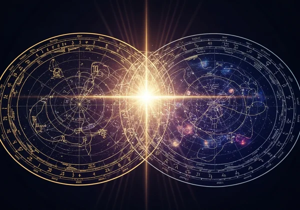 एकीकृत अंतर्दृष्टि के लिए दो ज्योतिषीय चार्ट अतिव्यापी