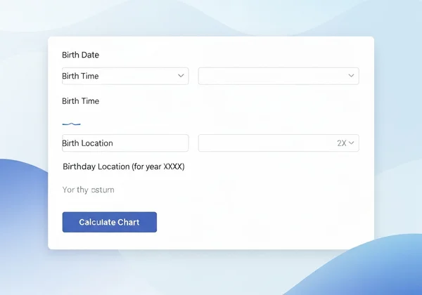 Solar Return calculator interface for birth and return location.