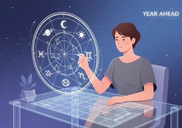 Person studying a personalized solar return chart