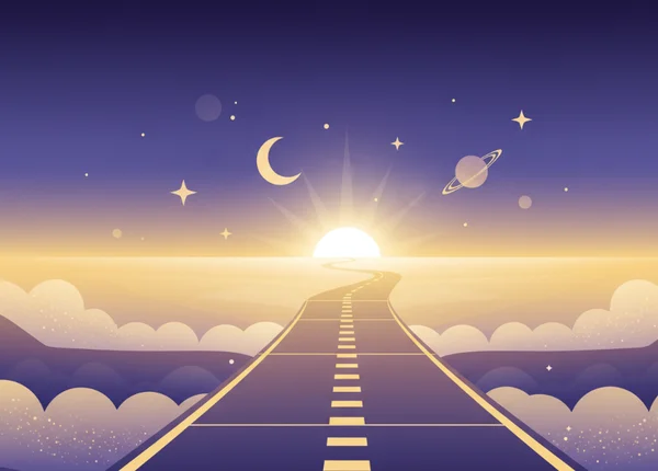 Roadmap with celestial elements guiding success