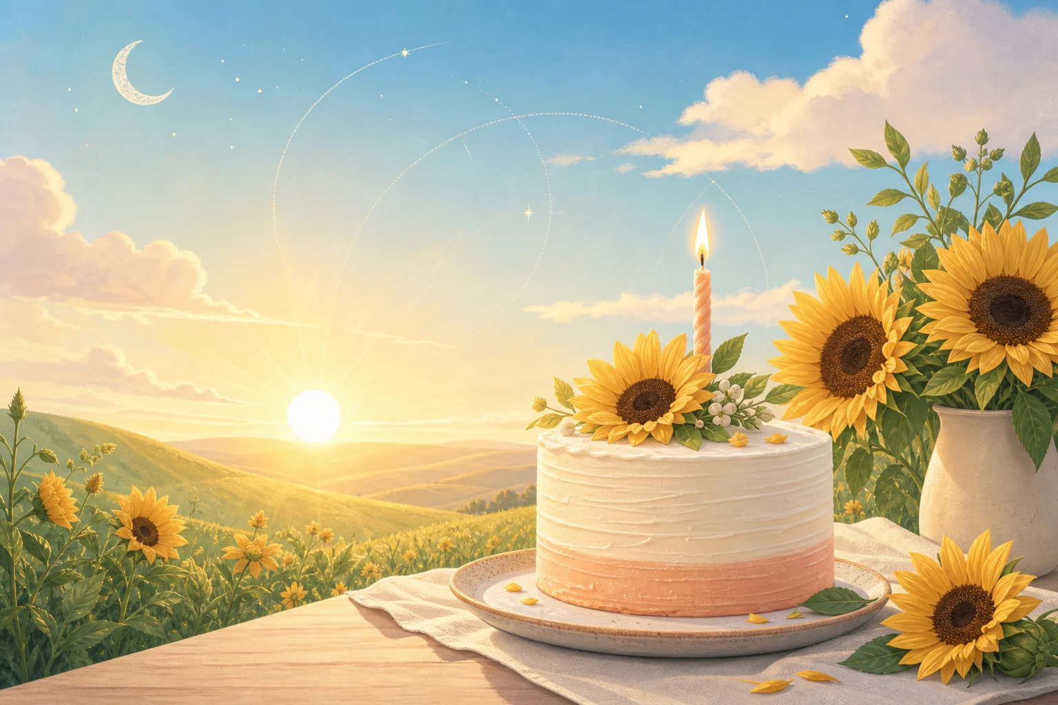 Sunshine birthday caption scene